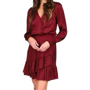 Michael Kors Dress Womens Julia Cheetah-Print Smocked Ruby Faux Wrap Size XL